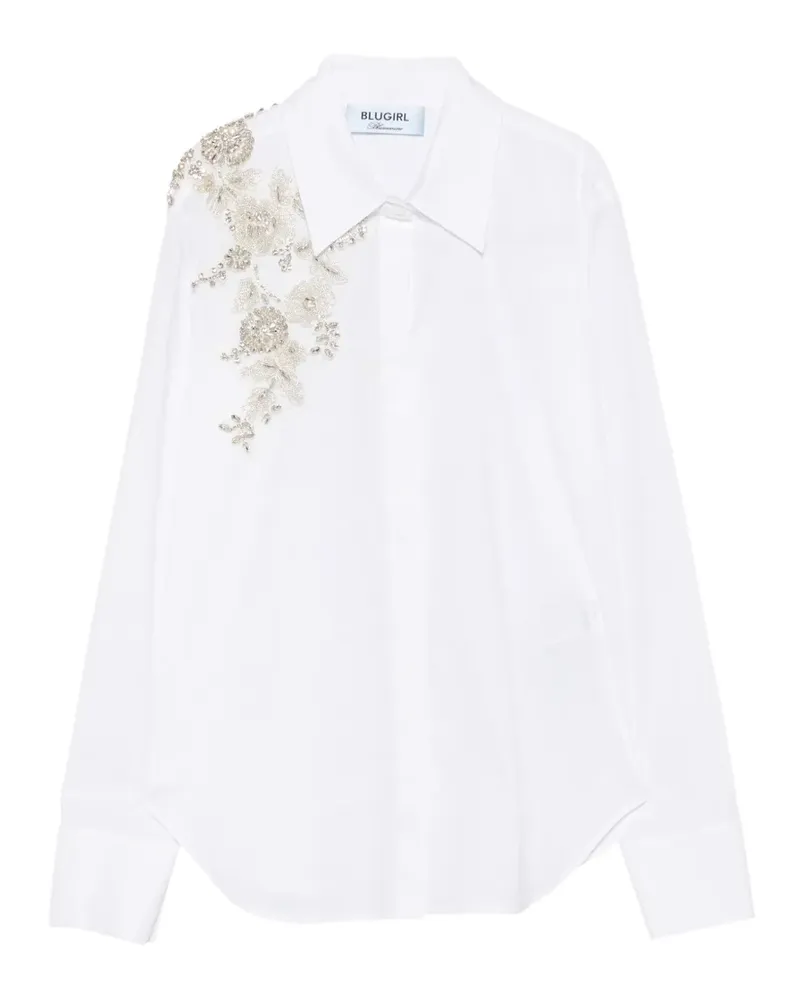 Blumarine floral-bead embellished shirt - Weiß Weiß