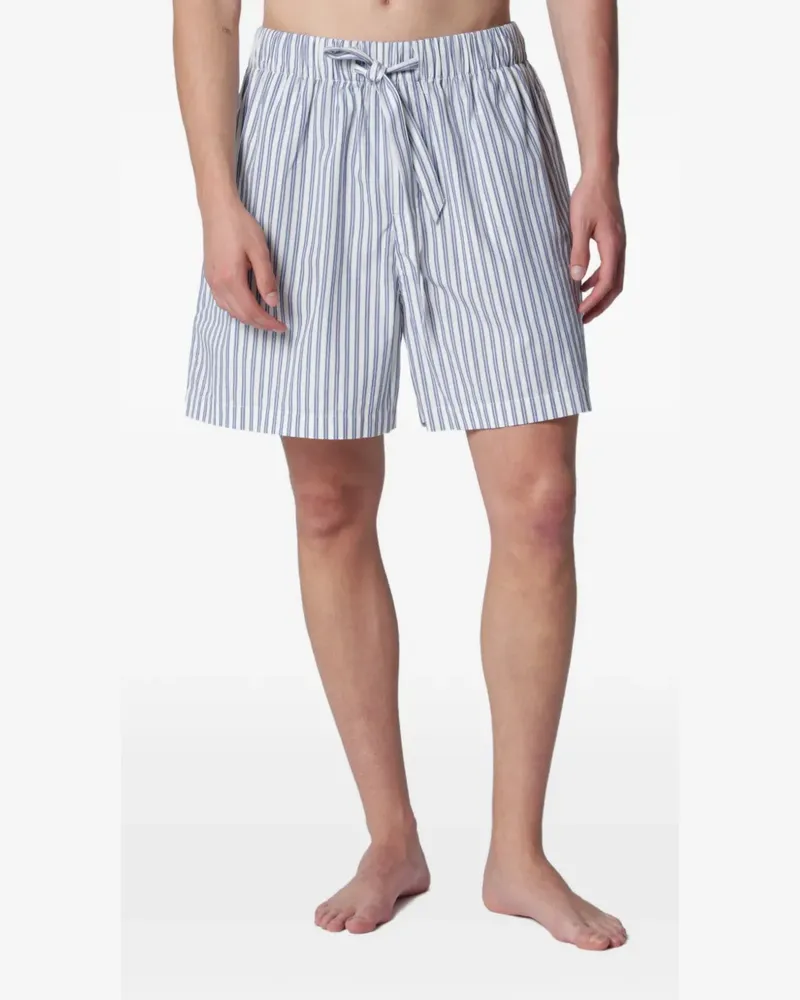 TEKLA Gestreifte Skagen Pyjama-Shorts - Weiß Weiß