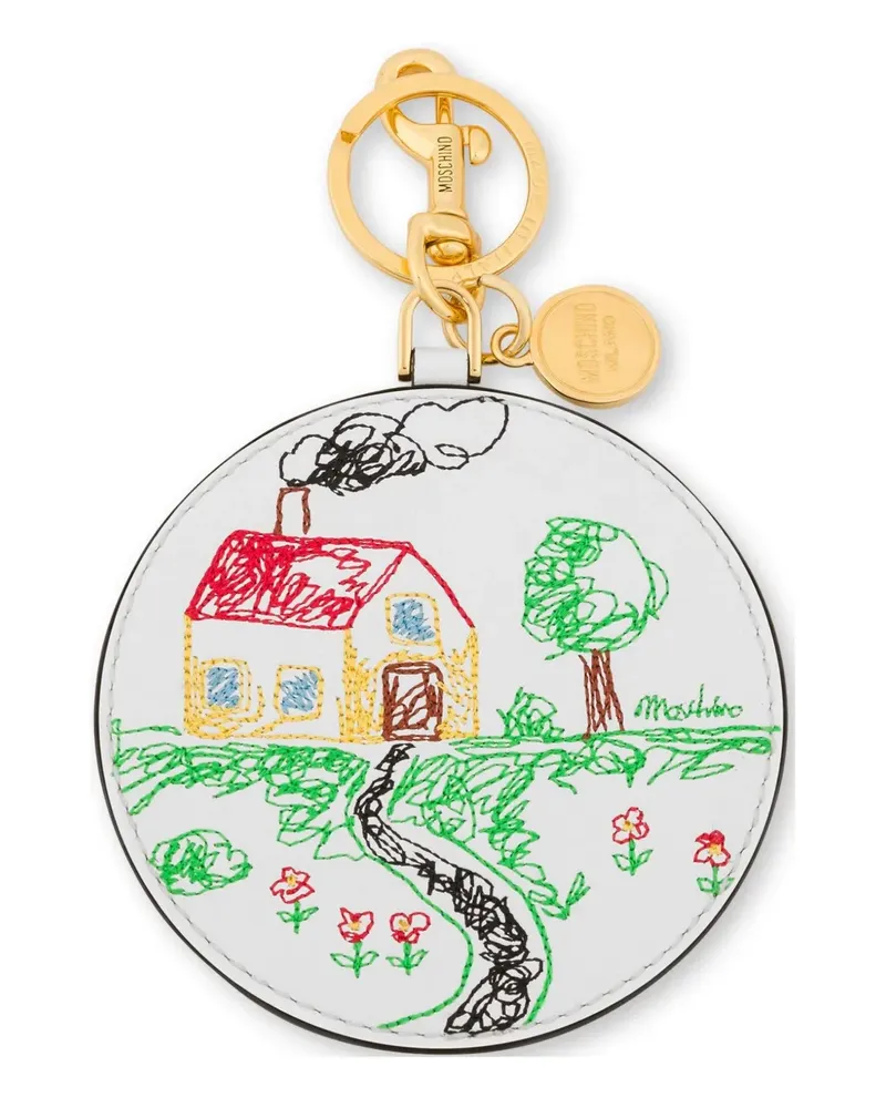 Moschino Schlüsselanhänger mit Stickerei - Weiß Weiß