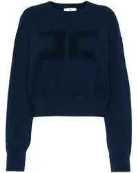 Elisabetta Franchi Cropped-Pullover mit Frottee-Logo Blau