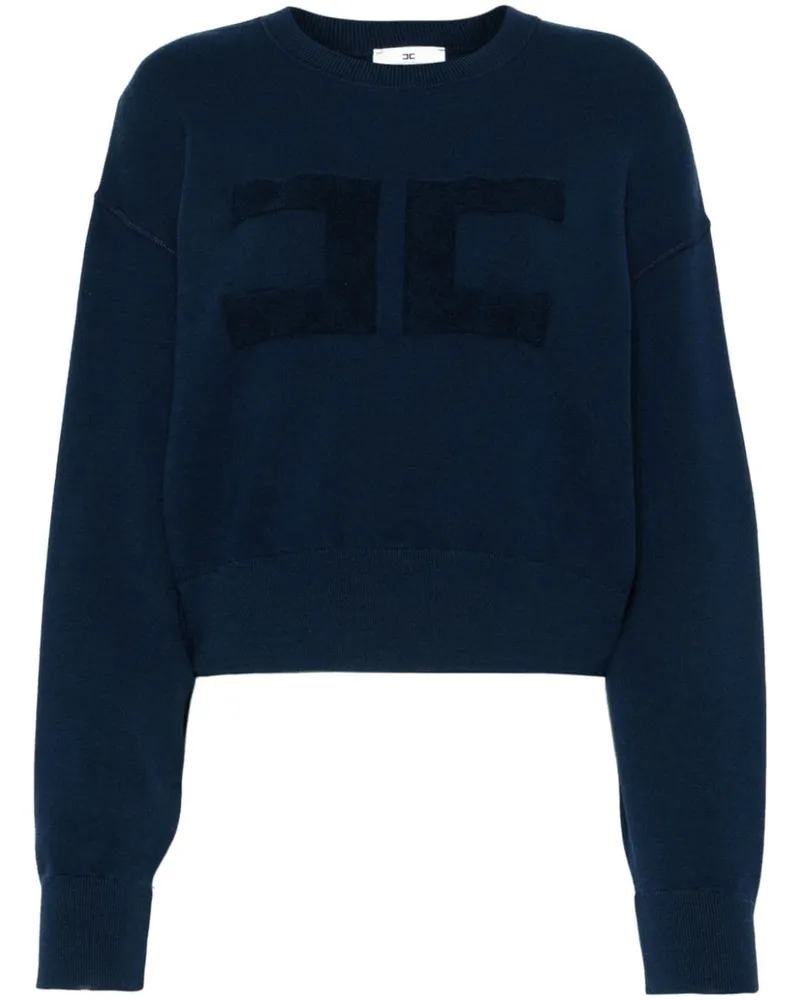 Elisabetta Franchi Cropped-Sweatshirt mit Logo-Stickerei - Blau Blau