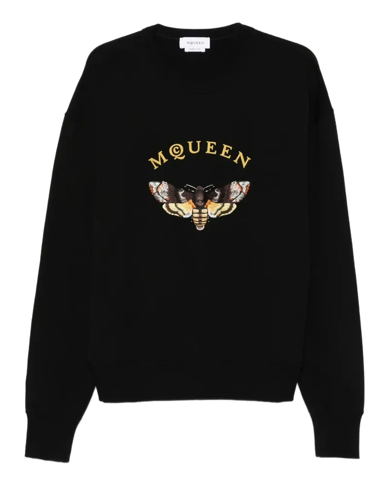 Alexander McQueen Moth-motif cotton sweatshirt - Schwarz Schwarz
