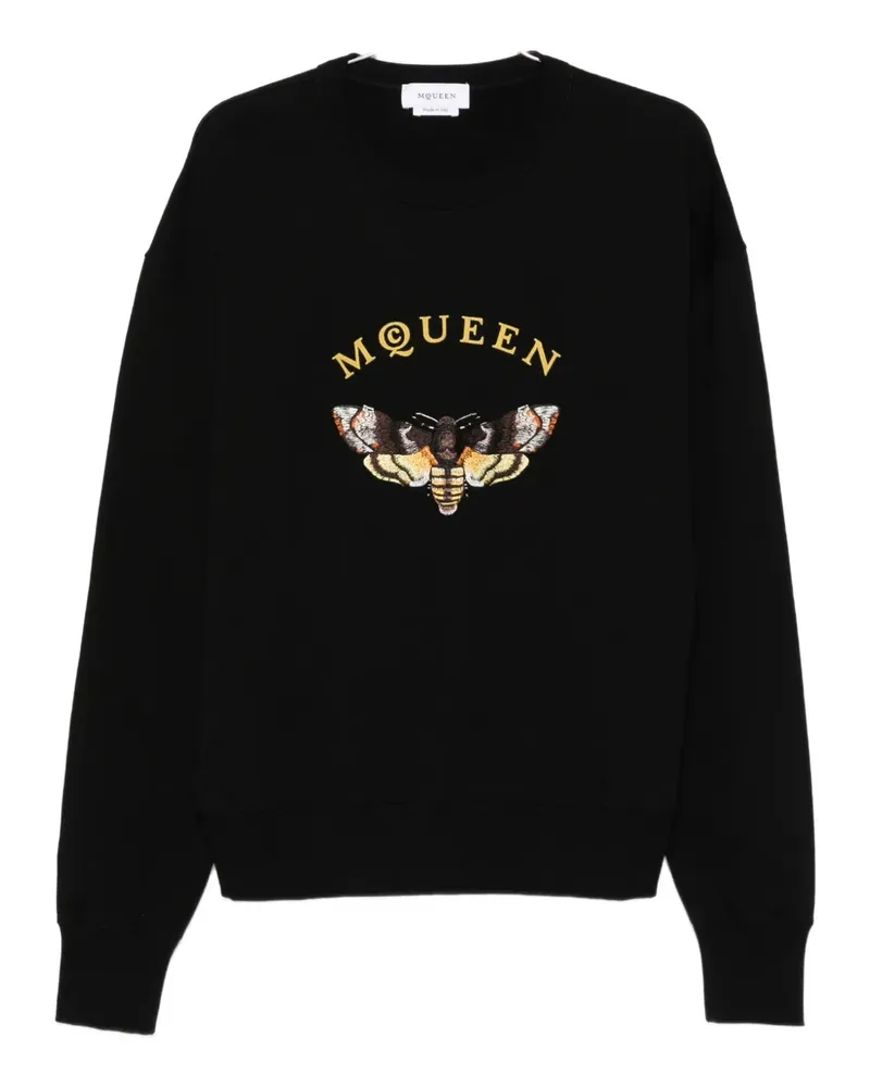 Alexander McQueen Moth-motif cotton sweatshirt - Schwarz Schwarz