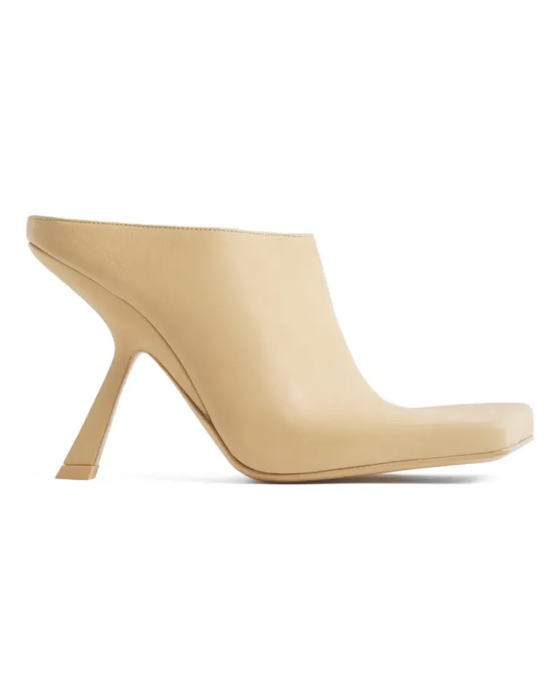 Thierry Mugler square-toe leather mules - Nude Nude
