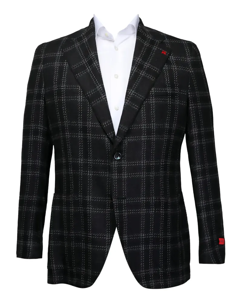 Isaia Jacke mit Karomuster - Schwarz Schwarz