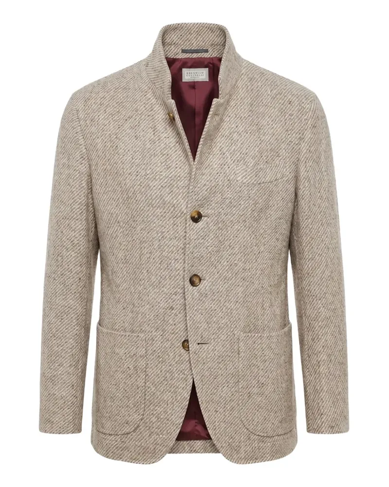 Brunello Cucinelli cashmere diagonal-stripe jacket - Nude Nude