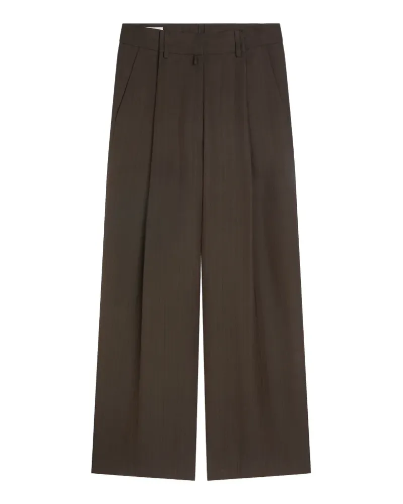 Dries van Noten Wide-Leg-Hose mit Bundfalten - Braun Braun