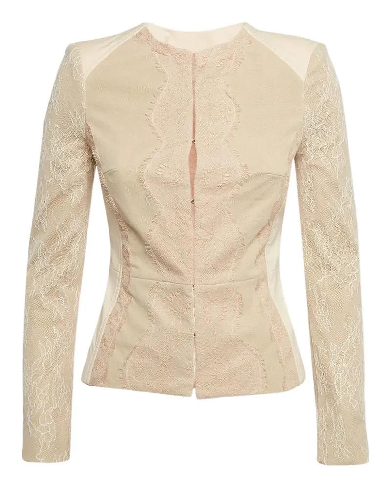 Elisabetta Franchi Taillierte Jacke mit Spitzeneinsatz - Nude Nude