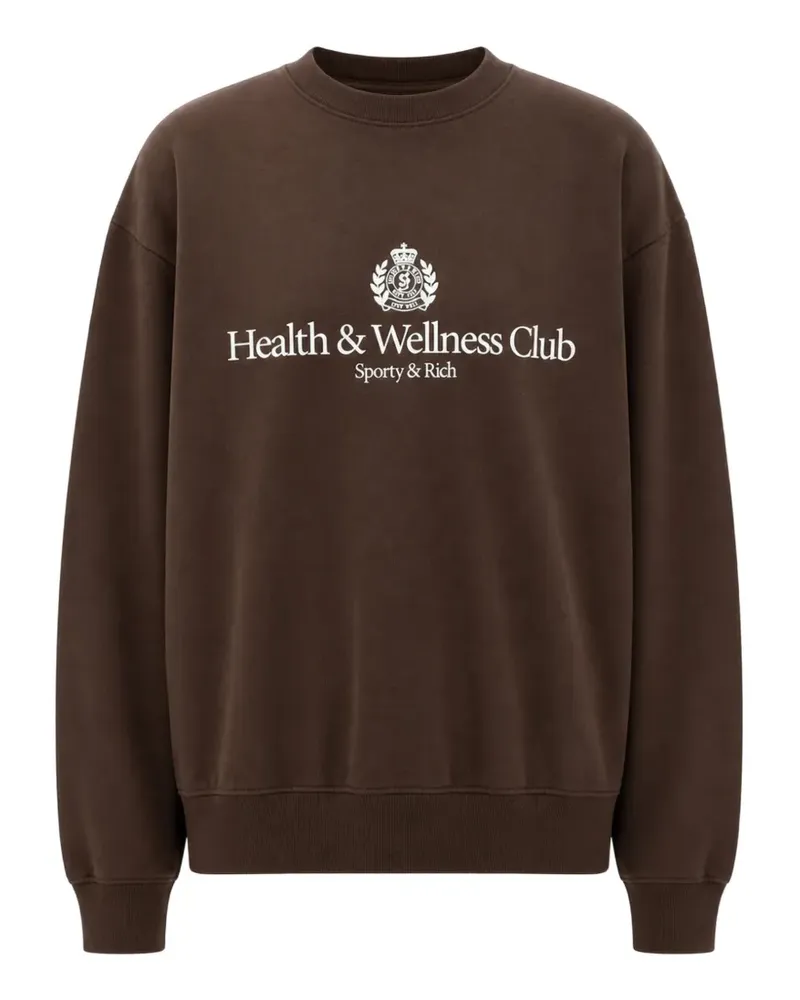 SPORTY & RICH H&W crest-print crew-neck sweatshirt - Braun Braun