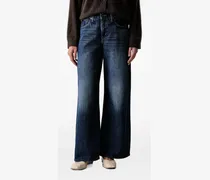 Ausgeblichene Wide-Leg-Jeans - Blau