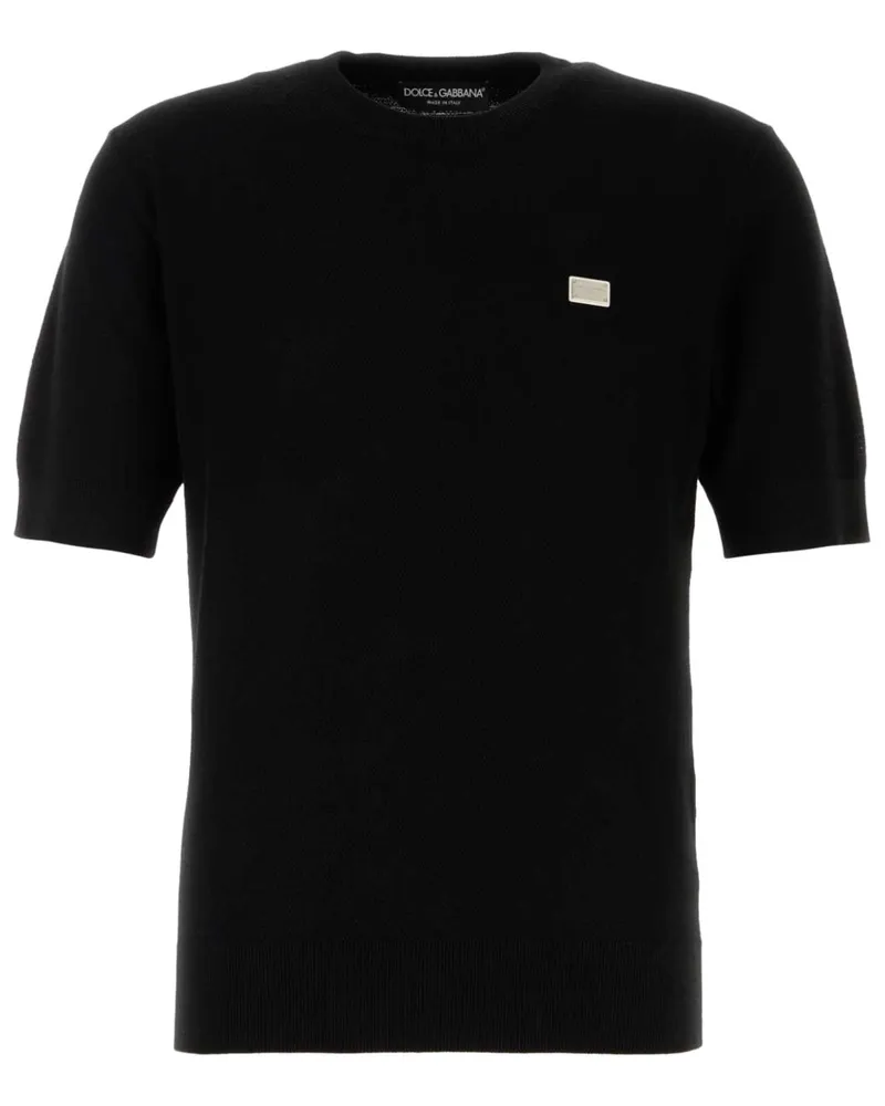 Dolce & Gabbana T-Shirt mit Logo-Schild - Schwarz Schwarz