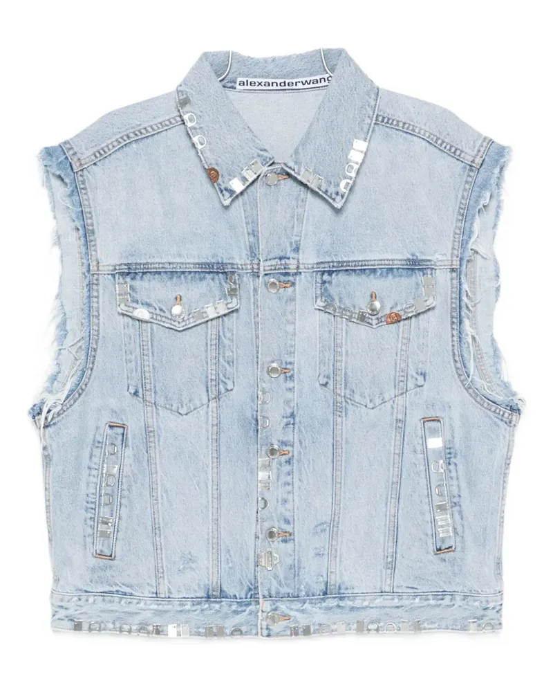 Alexander Wang embellished sleeveless denim jacket - Blau Blau