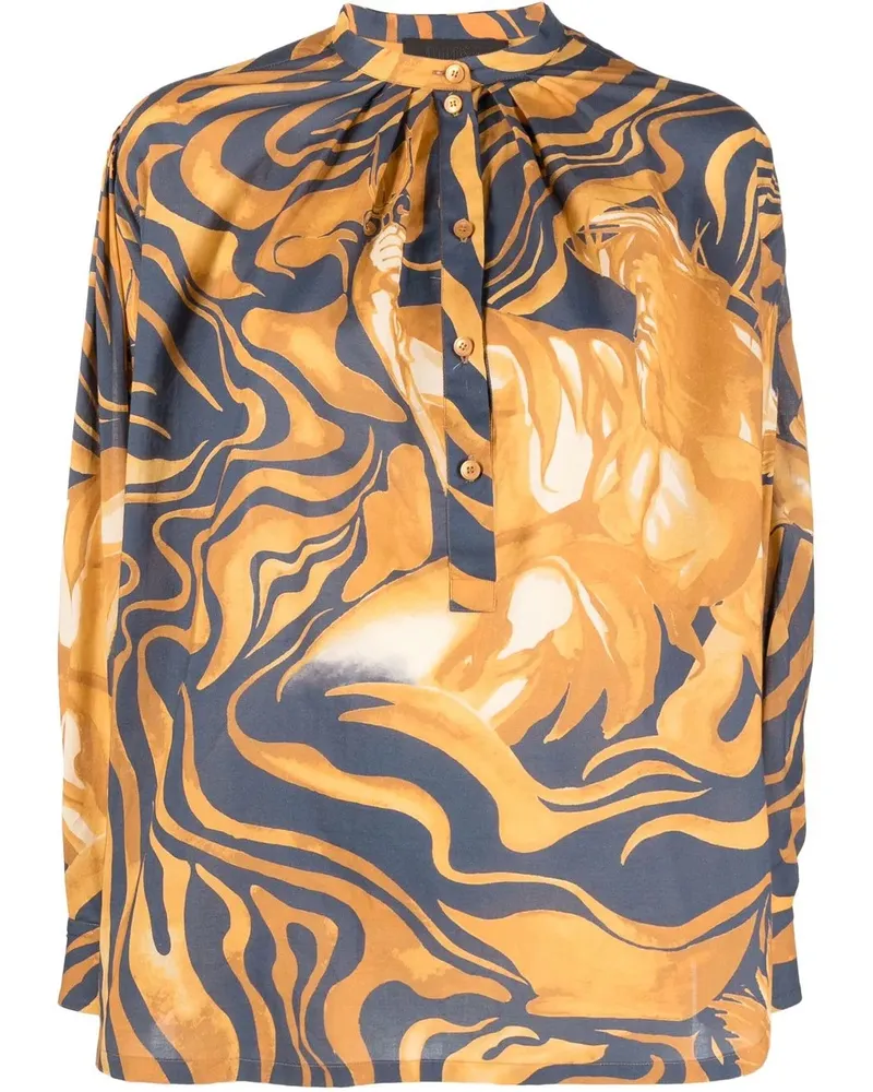 Alberta Ferretti Bluse mit abstraktem Print - Gelb Gelb