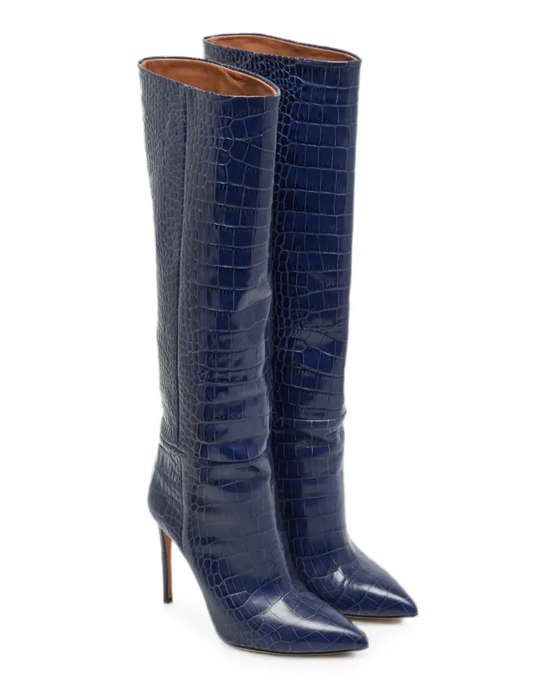 Paris Texas Indaco croc-embossed leather boots - Blau Blau