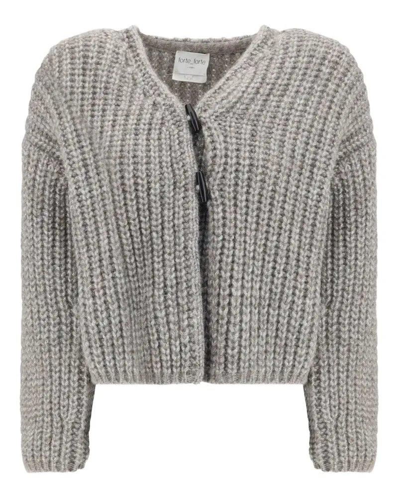 forte_forte Cardigan mit Knebelverschluss - Grau Grau