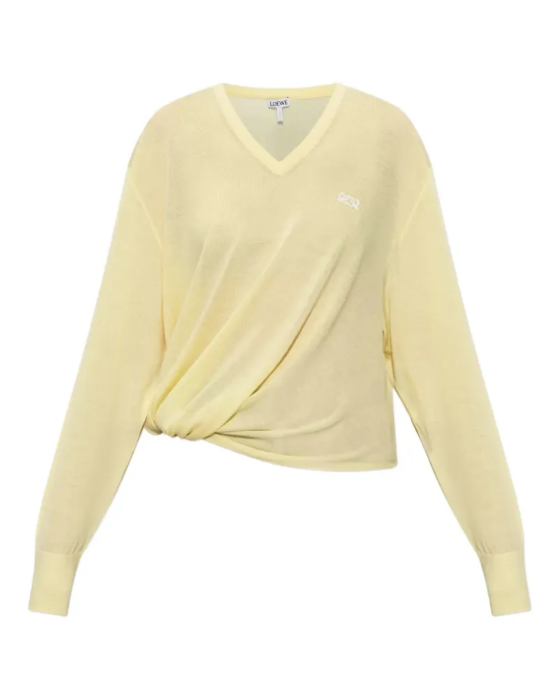 Loewe V-neck asymmetric-silhouette wool sweater - Gelb Gelb