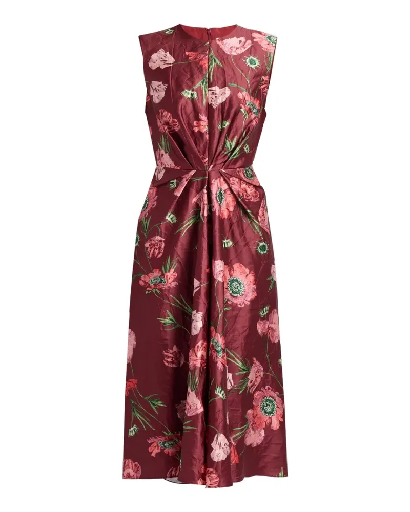 Erdem Strukturiertes Satin-Midikleid mit Blumenprint - Rot Rot
