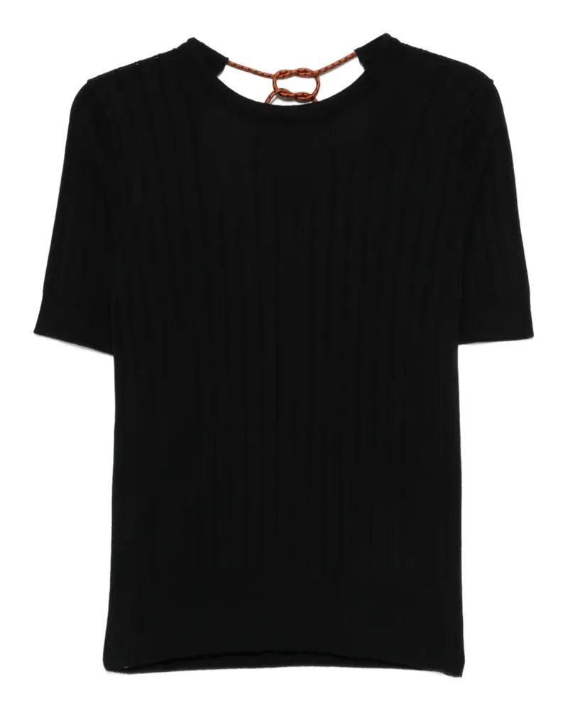 PLAN C Gerippter Pullover - Schwarz Schwarz