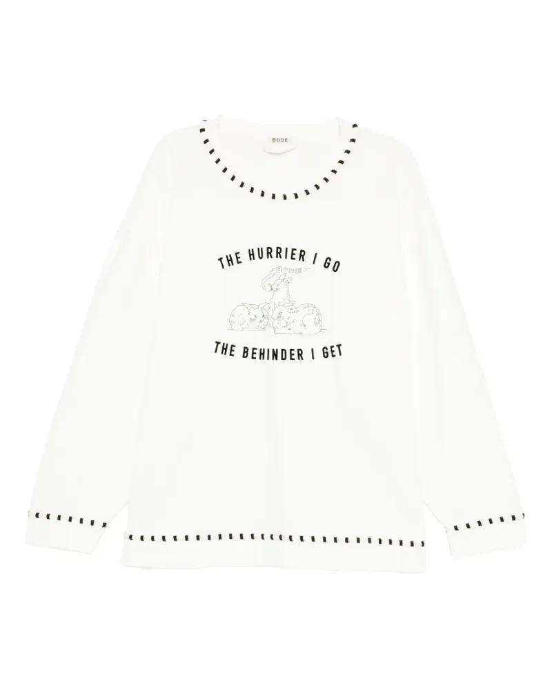 BODE graphic-print whipstitch-trim sweater - Weiß Weiß