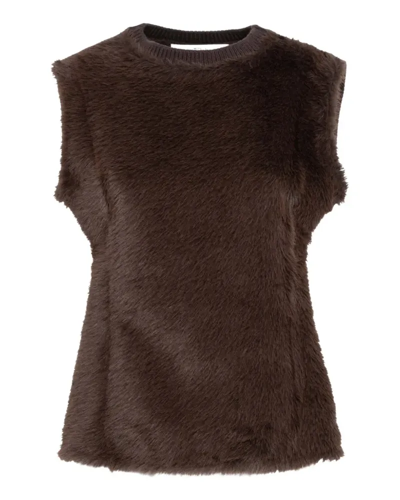 TELA faux-fur panelled knitted vest - Braun Braun