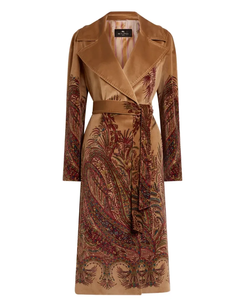 Etro Samtmantel mit Paisley-Print - Braun Braun