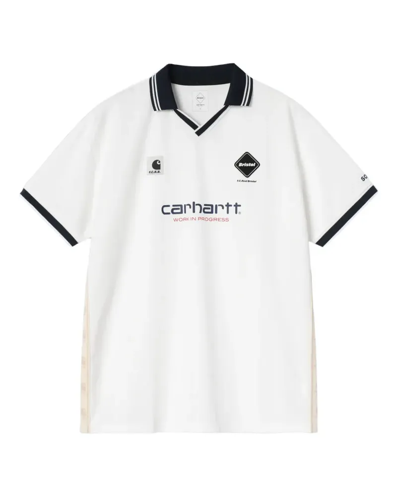 Carhartt WIP x F.C.Real Bristol logo-motif V-neck T-shirt - Weiß Weiß