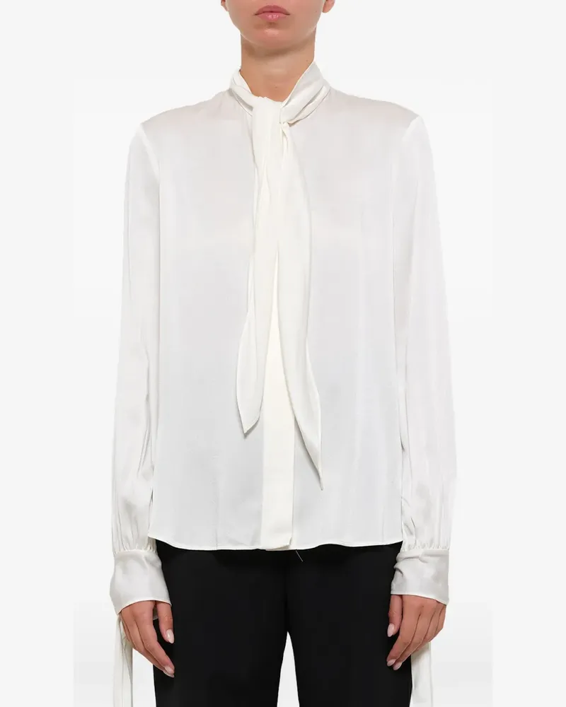 Alexander McQueen tie-neck satin shirt - Weiß Weiß