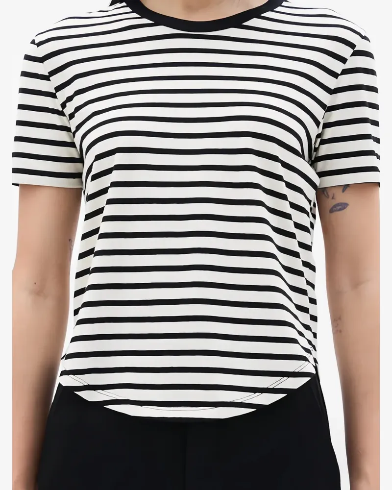 Ann Demeulemeester Floor Micro stripe-pattern T-shirt - Weiß Weiß