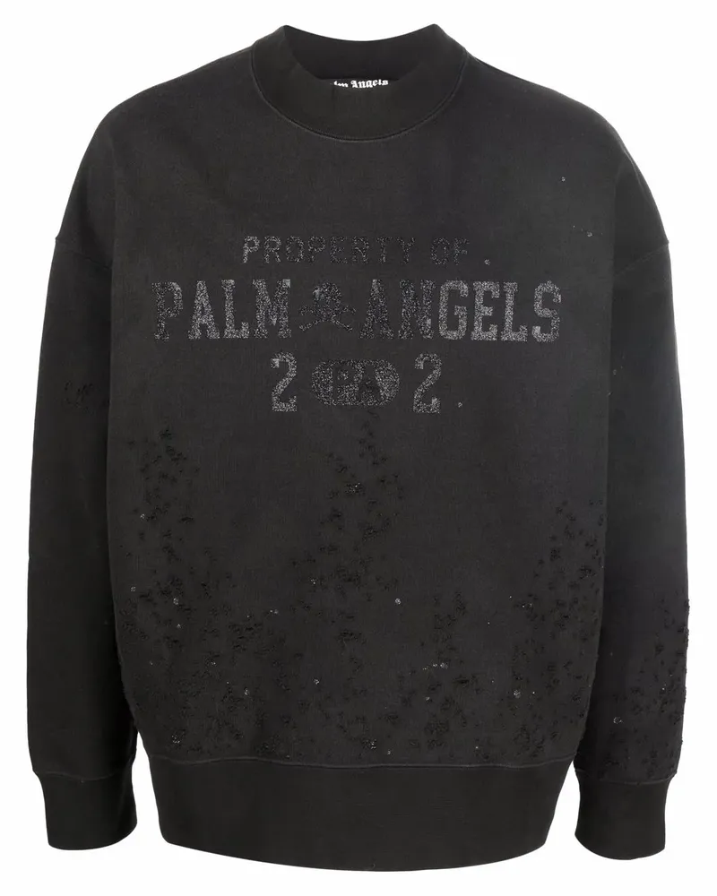 Palm Angels Sweatshirt im Distressed-Look - Schwarz Schwarz