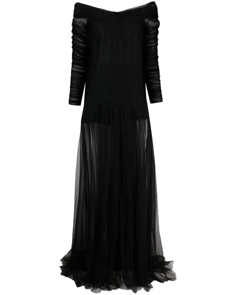 Ana Radu Transparent Schulterfreies Abendkleid - Schwarz Schwarz