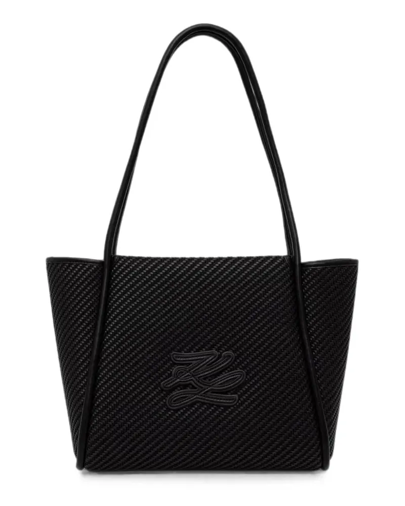 Karl Lagerfeld woven logo-patch tote bag - Schwarz Schwarz