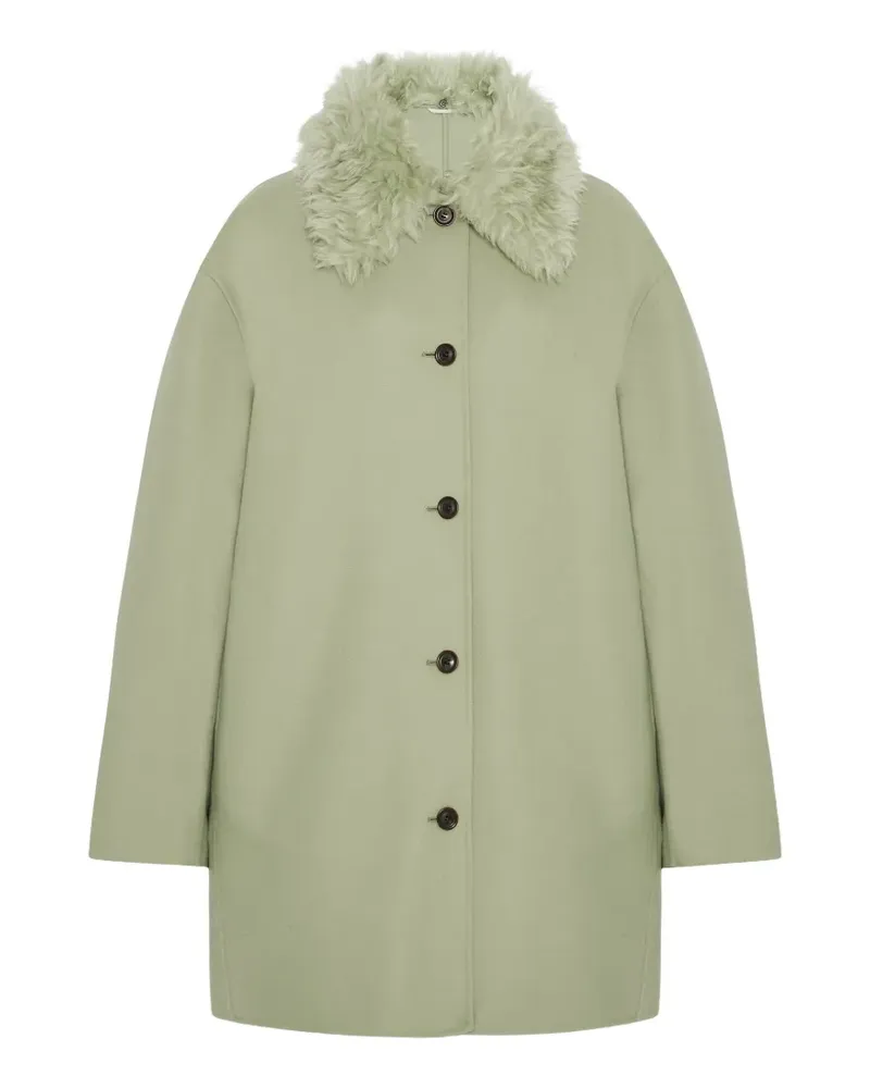 Another Tomorrow faux-fur collar Balmacaan coat - Grün Grün