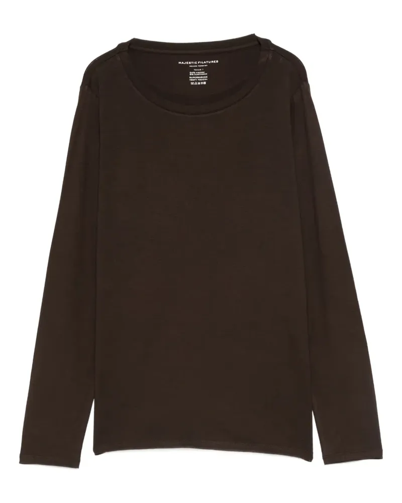 Majestic T-Shirt mit Rundhalsausschnitt - Braun Braun