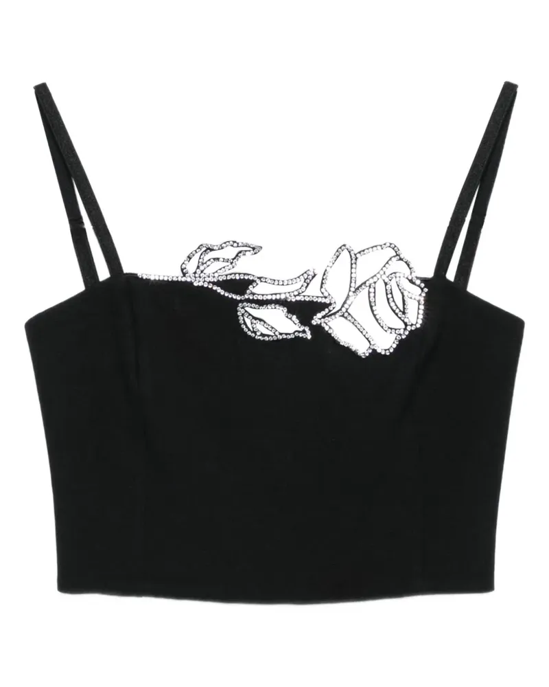 Blumarine Top mit Rosenverzierung - Schwarz Schwarz