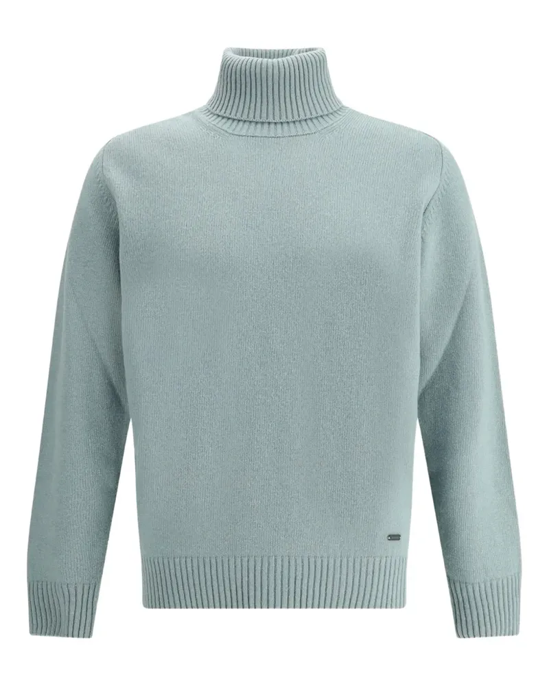 Brooksfield Rollkragenpullover mit geripptem Saum - Blau Blau