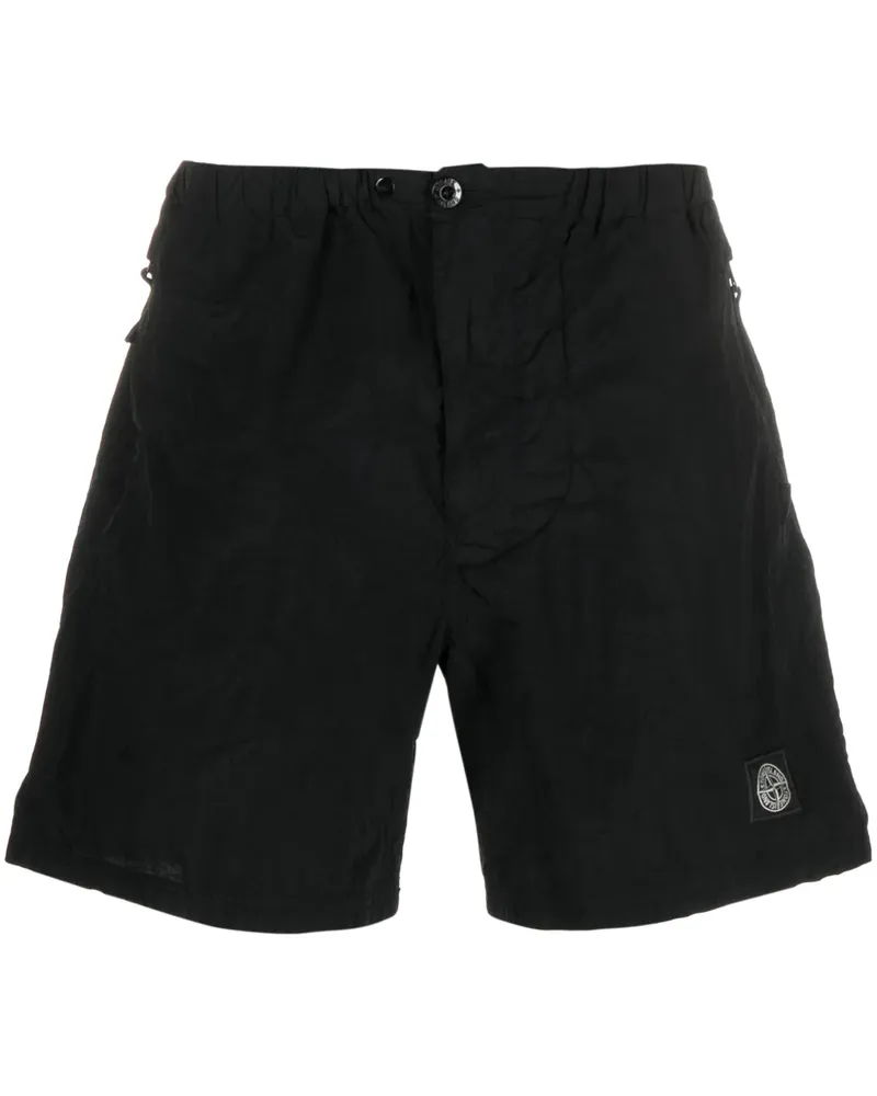 Stone Island Badeshorts mit Knitteroptik - Schwarz Schwarz