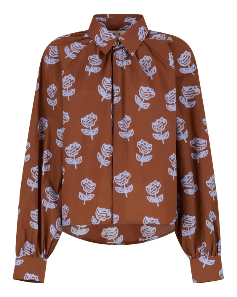 Marni Hemd mit Blumen-Print - Braun Braun