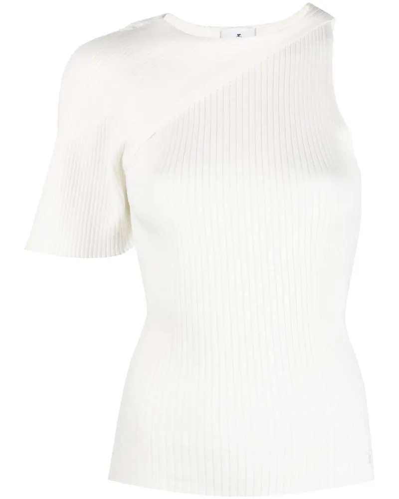 Courrèges Geripptes One-Shoulder-Top - Weiß Weiß