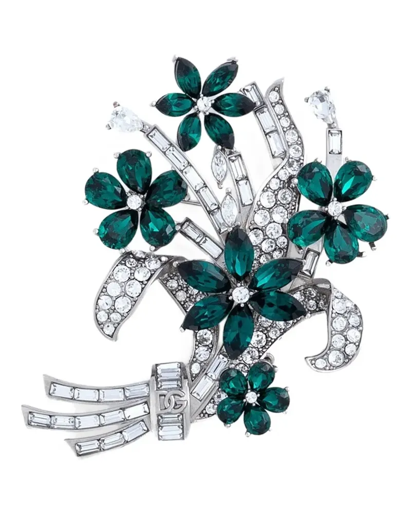 Dolce & Gabbana Brosche mit Kristallblume - Silber Silber