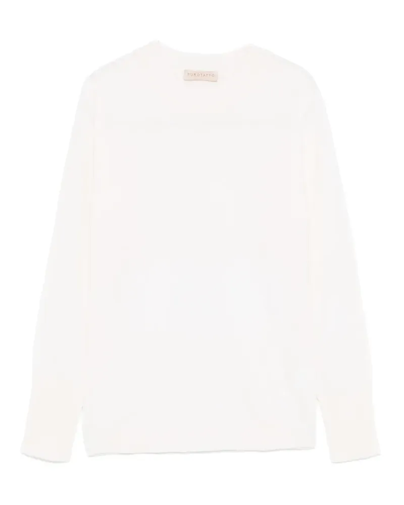 Purotatto Pullover mit Rundhalsausschnitt - Weiß Weiß
