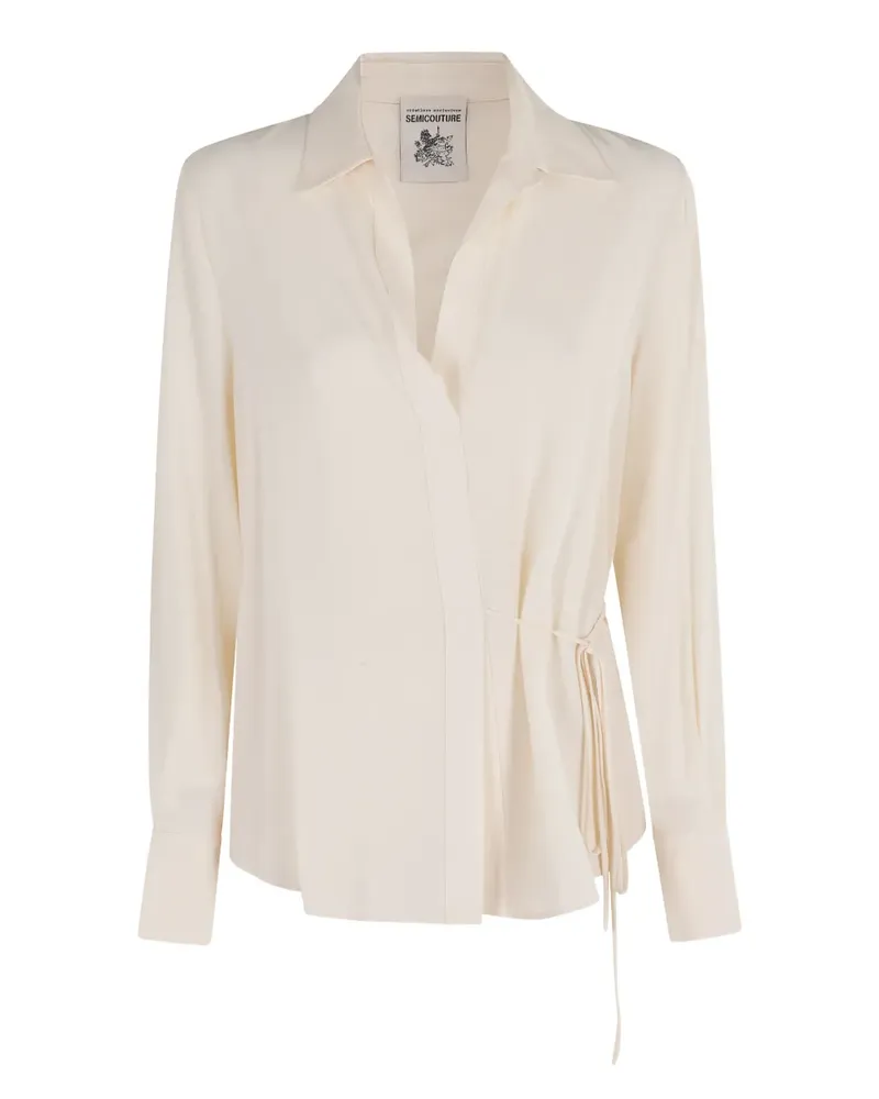 Semicouture Gustave V-neck side-tie blouse - Nude Nude
