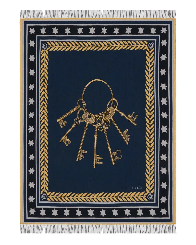 Etro Decke mit Schlüssel-Print (140 x 180cm) - Blau Blau