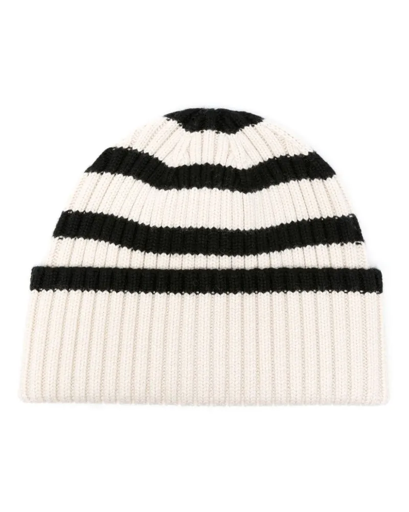 Totême Signature Stripe Beanie Schwarz