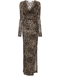 Blumarine Maxikleid mit Animalier-Print Nude