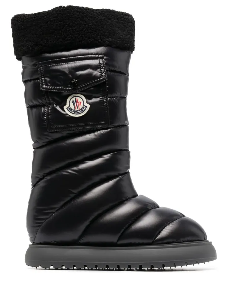 Moncler Gefütterte Stiefel mit Logo-Patch - Schwarz Schwarz