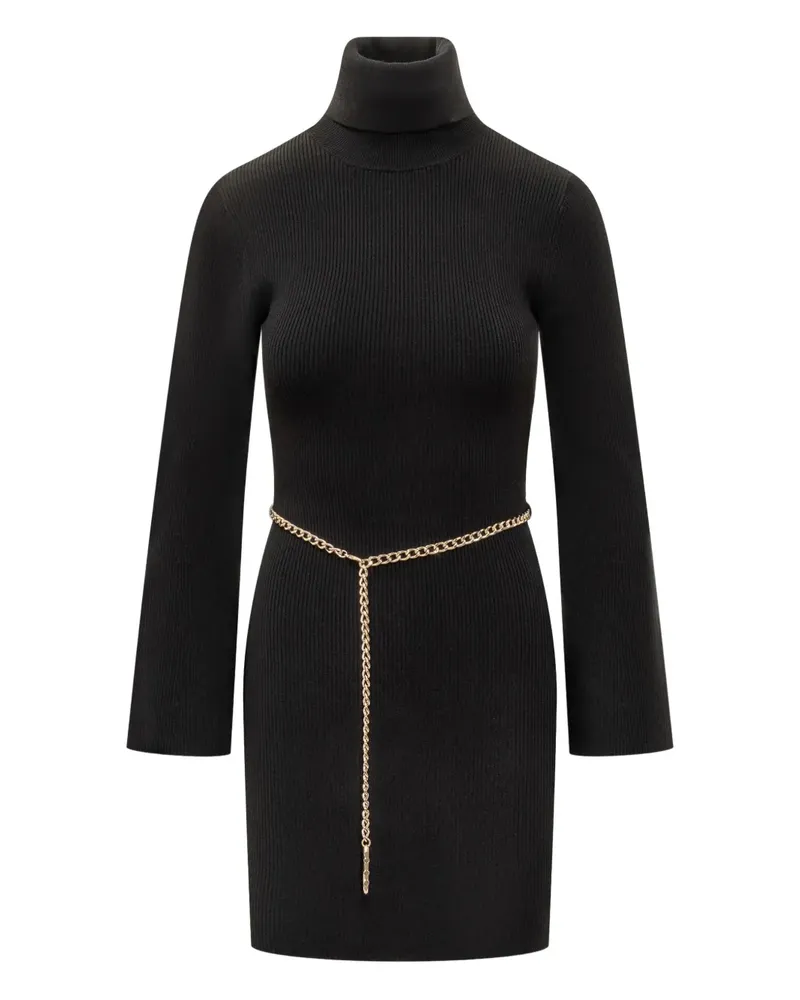 Michael Kors ribbed turtleneck chain-belt mini dress - Schwarz Schwarz