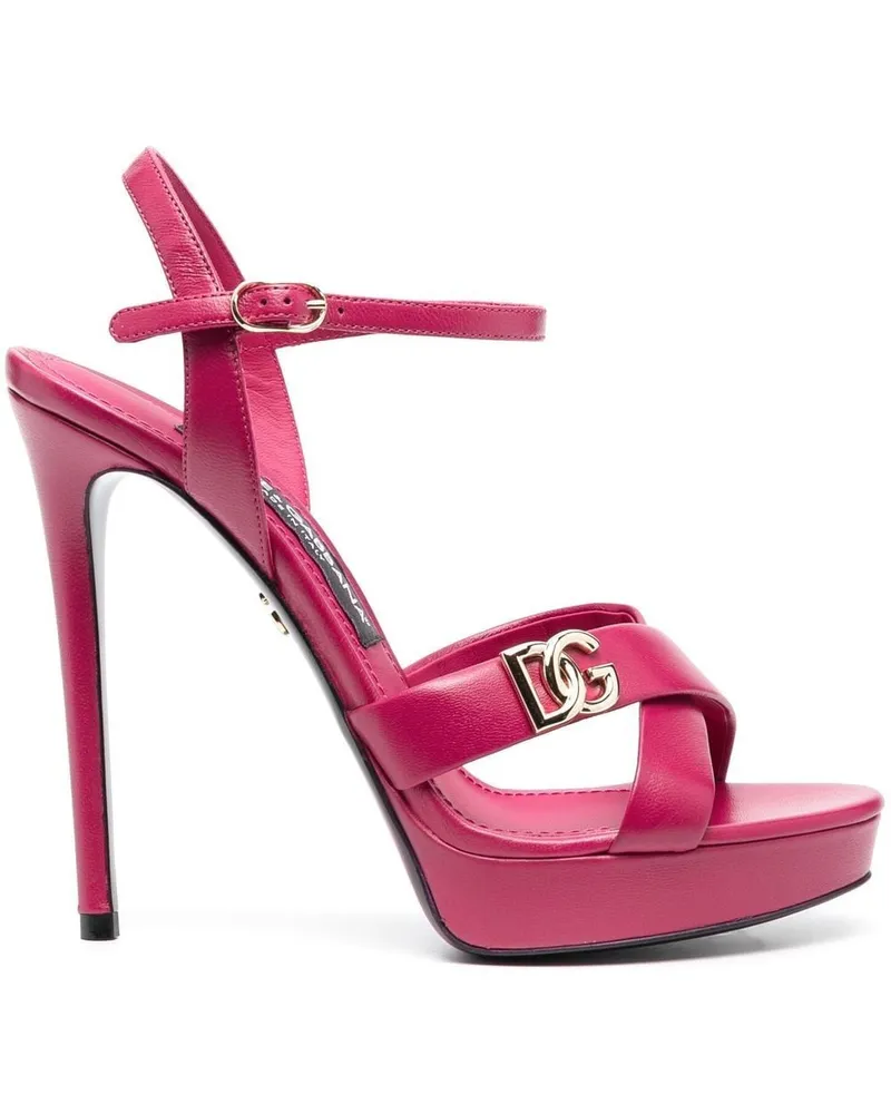 Dolce & Gabbana Plateau-Sandalen mit Logo-Schild - Rosa Rosa