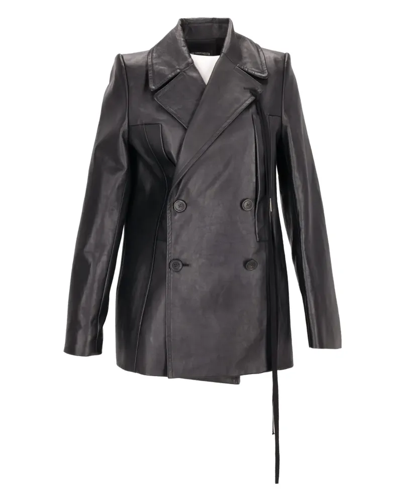 Ann Demeulemeester Doppelreihiger Mantel - Schwarz Schwarz