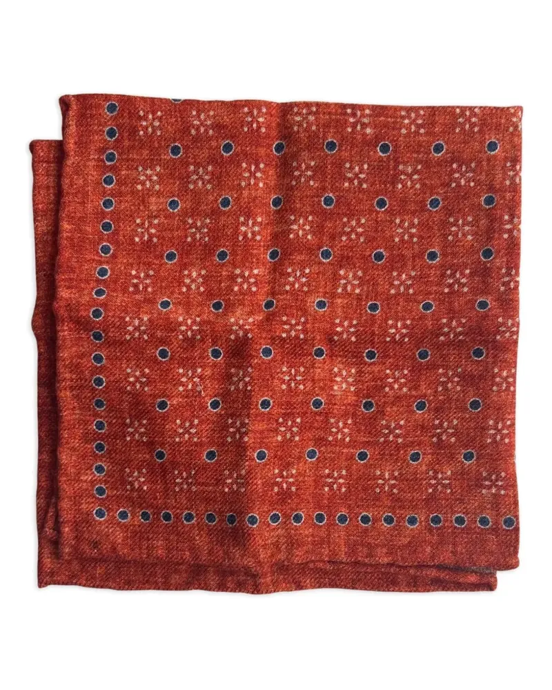 Brunello Cucinelli Einstecktuch mit geometrischem Print - Orange Orange