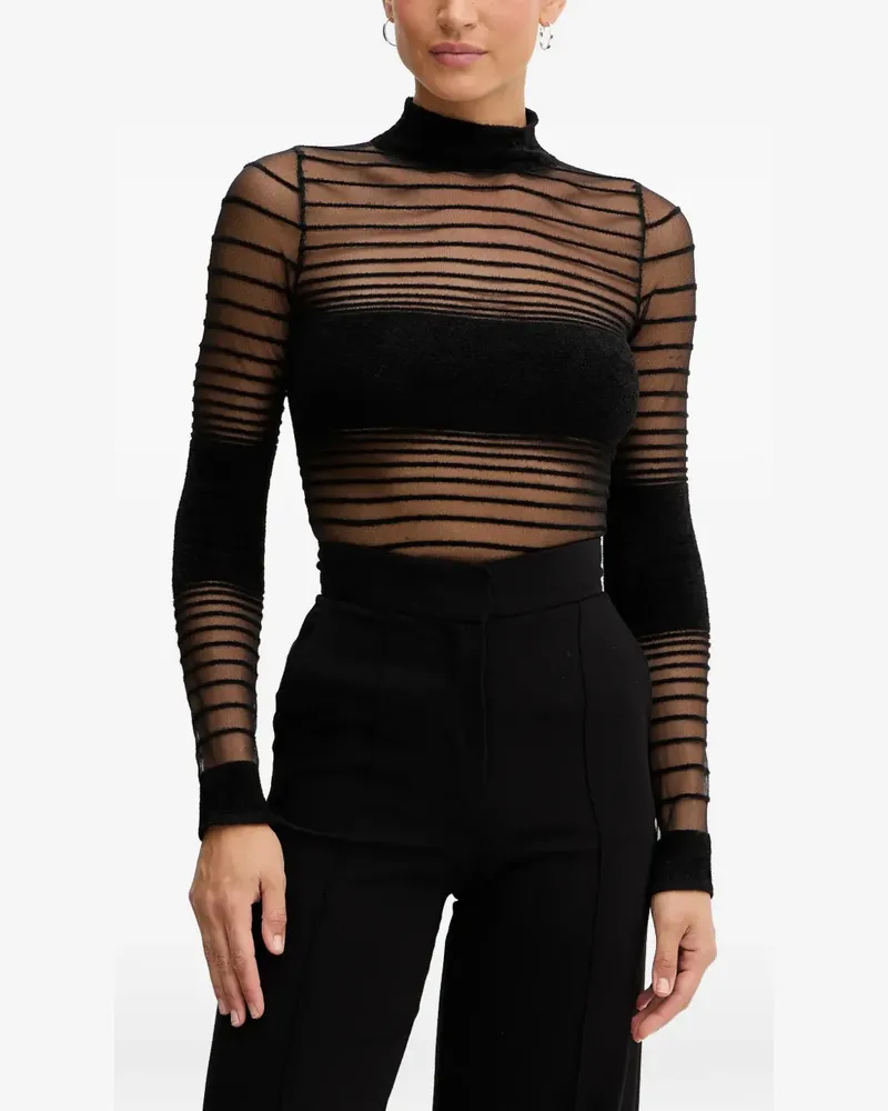 Retrofête Katrine striped mock-neck T-shirt - Schwarz Schwarz